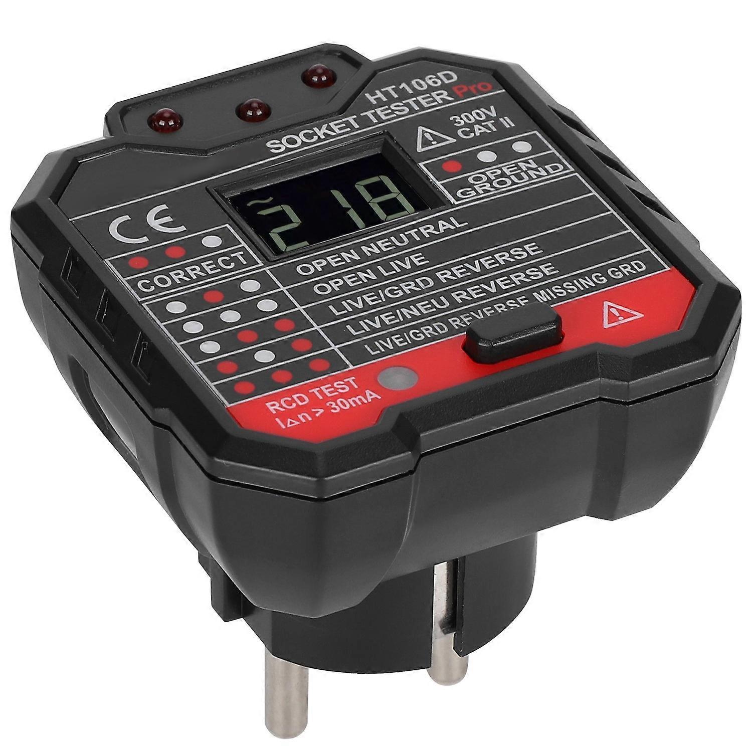 HT106D Digital Display Socket Detector Portable Phase Power Polarity Tester