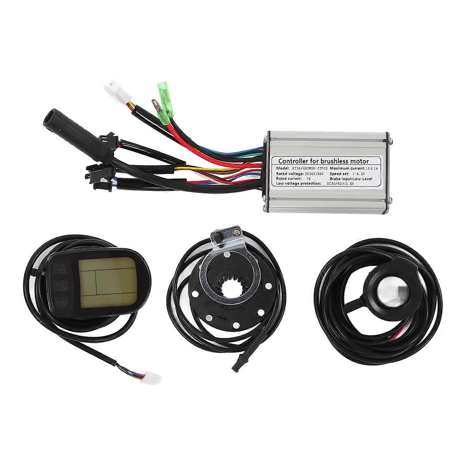 36V/48V 250W Electric Motor Controller Kit 15A Brushless Motor Controller with LCD5 Display Panel 130X Throttle Accelerator 8C Sensor