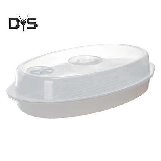 Steamed Fish Plate with Transparent Cover Microwaveable Fish Steamer Pan Cooking Dish for Home Kitchen