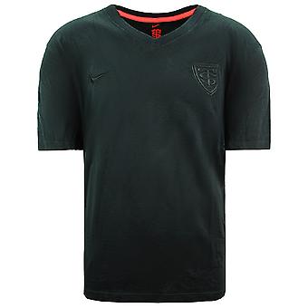 Nike Rugby State Toulousain V-Neck Short Sleeve Mens Black T-Shirt 444322 010