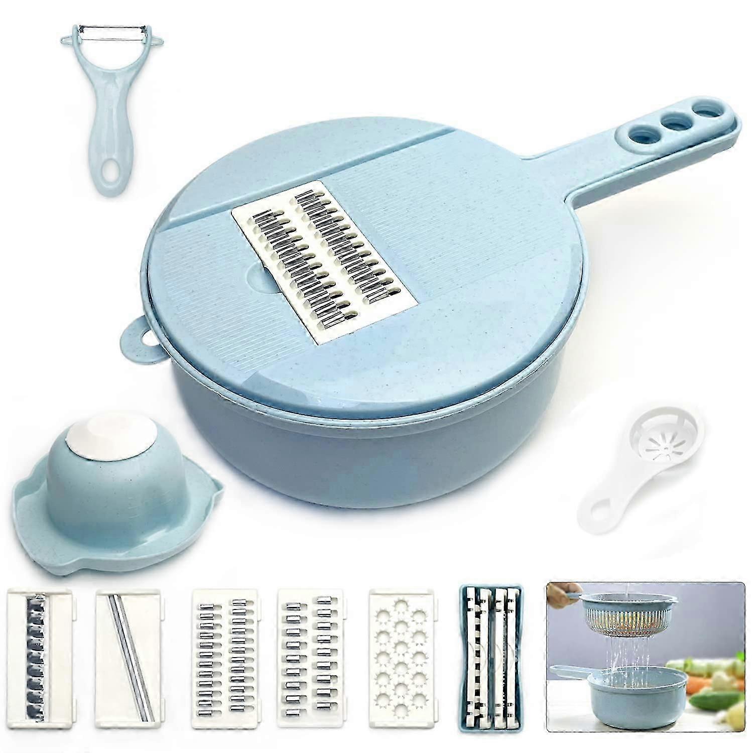 12 in 1 Multifunctional Vegetable Cutter Kitchen Mandoline, Vegetable Slicer, Vegetable Cutter Slicer for Slicing(Blue)