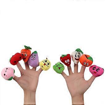 10pcs diferentes desenhos animados dedo fantoches bonecas de veludo macio props brinquedos (frutas)