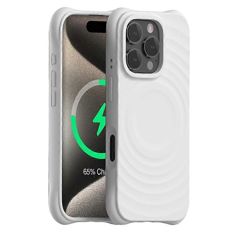 Compatible For iPhone 16 Pro Case Magnetic PC+Liquid Silicone Phone Cover Ripple Texture