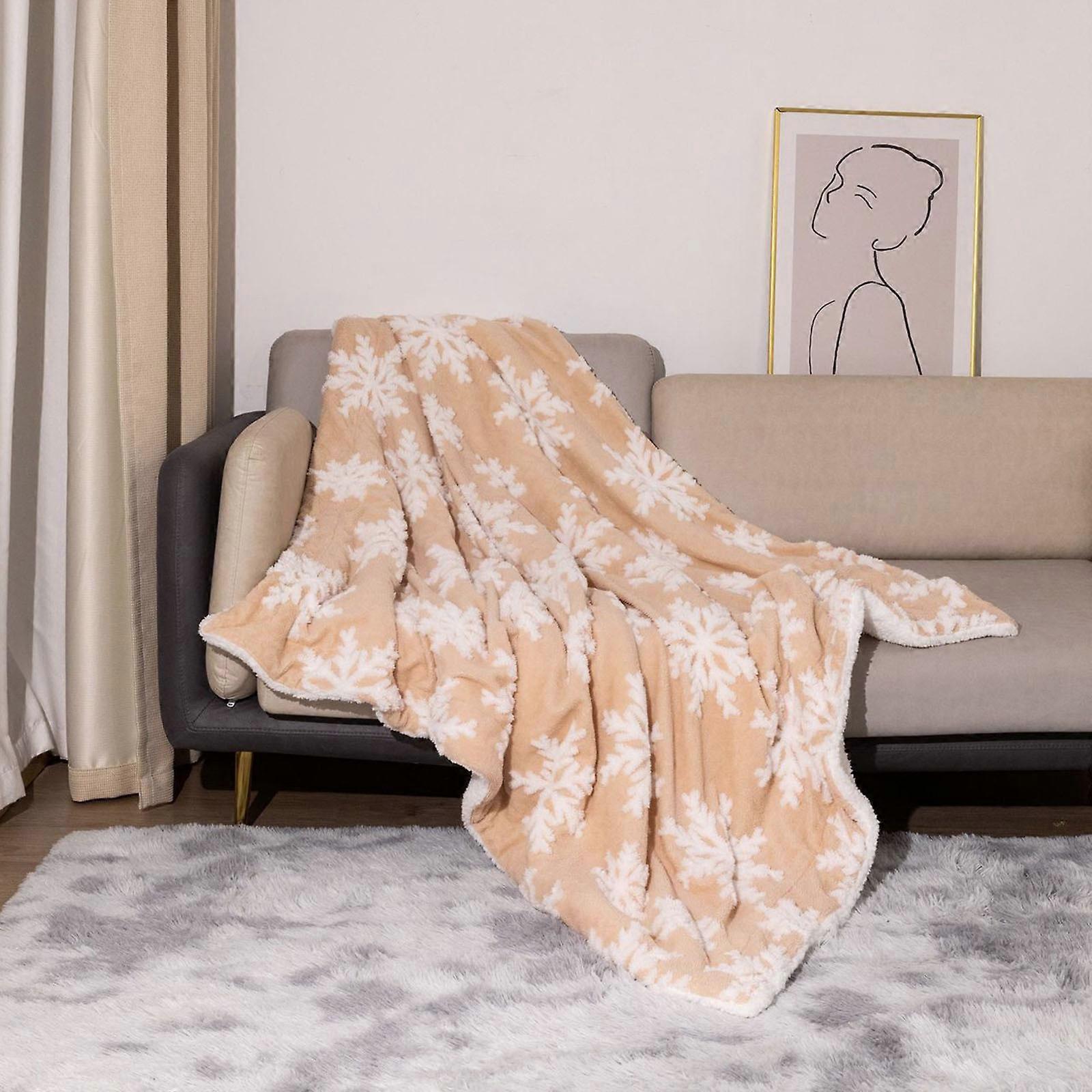 And Winter Double Layer Soft Cotton Wool Christmas Snowflake Lamb Fleece Blanket Home Sofa Bedroom Blanket