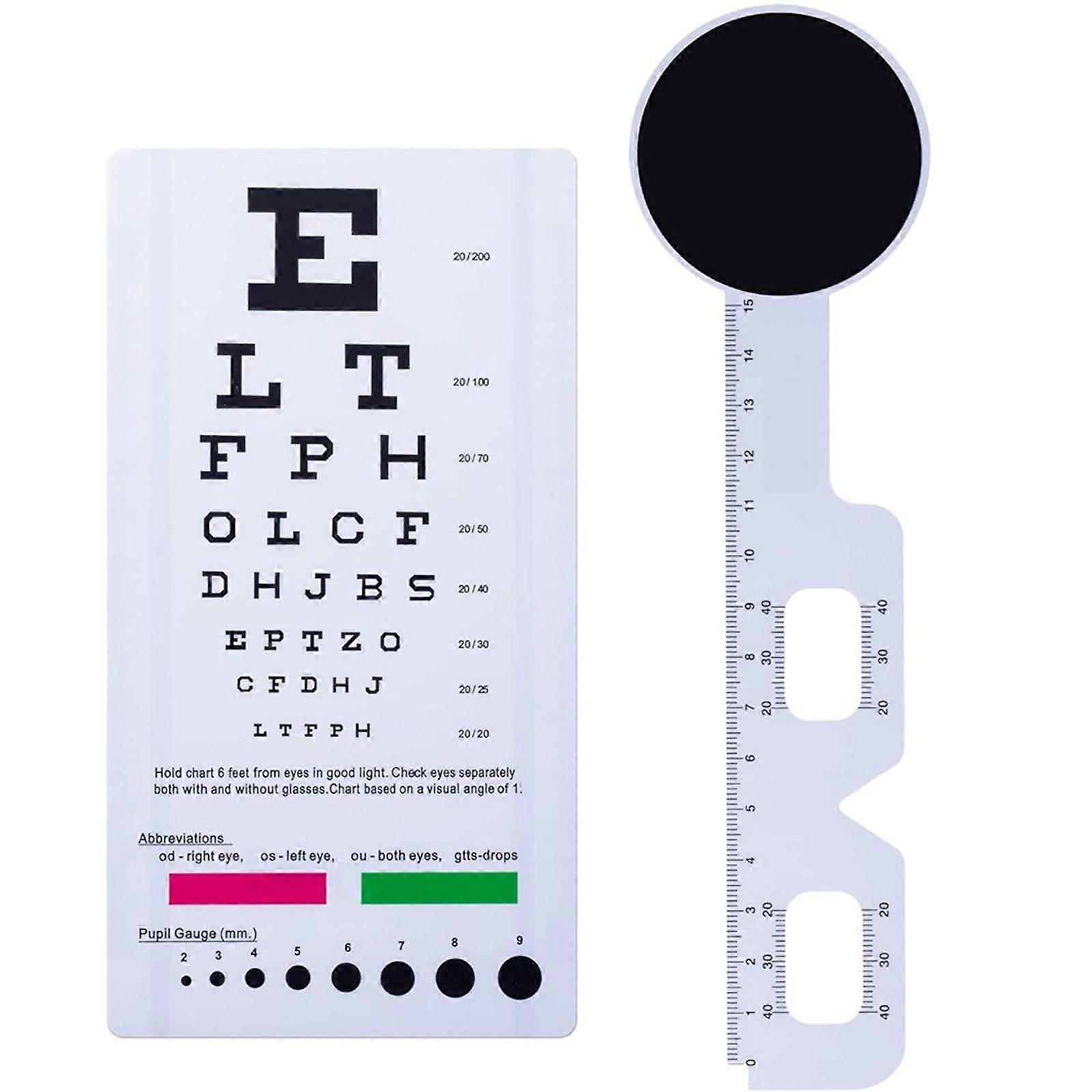 Eye Chart PD Ruler Eye Occluder Eye Chart for Test and PD Measurement ...