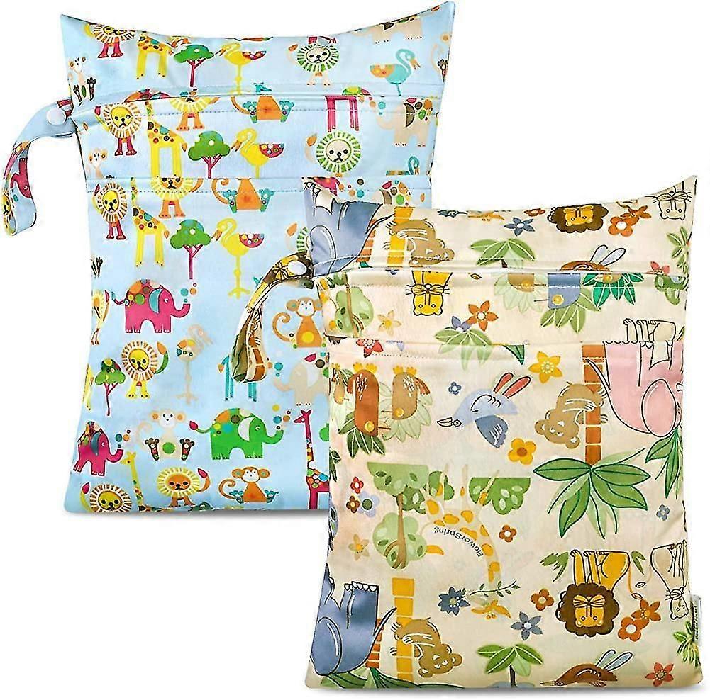 2 件尿布袋防水可重复使用尿布袋拉链袋湿巾婴儿收纳袋