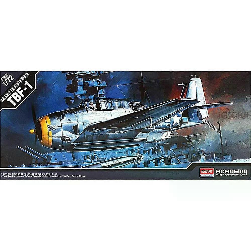 Academy 12452 1/72 Scale US Navy Torpedo Bomber TB TBF-1 Avenger Airplane Hobby Craft Toy Plastic Model Building Kit