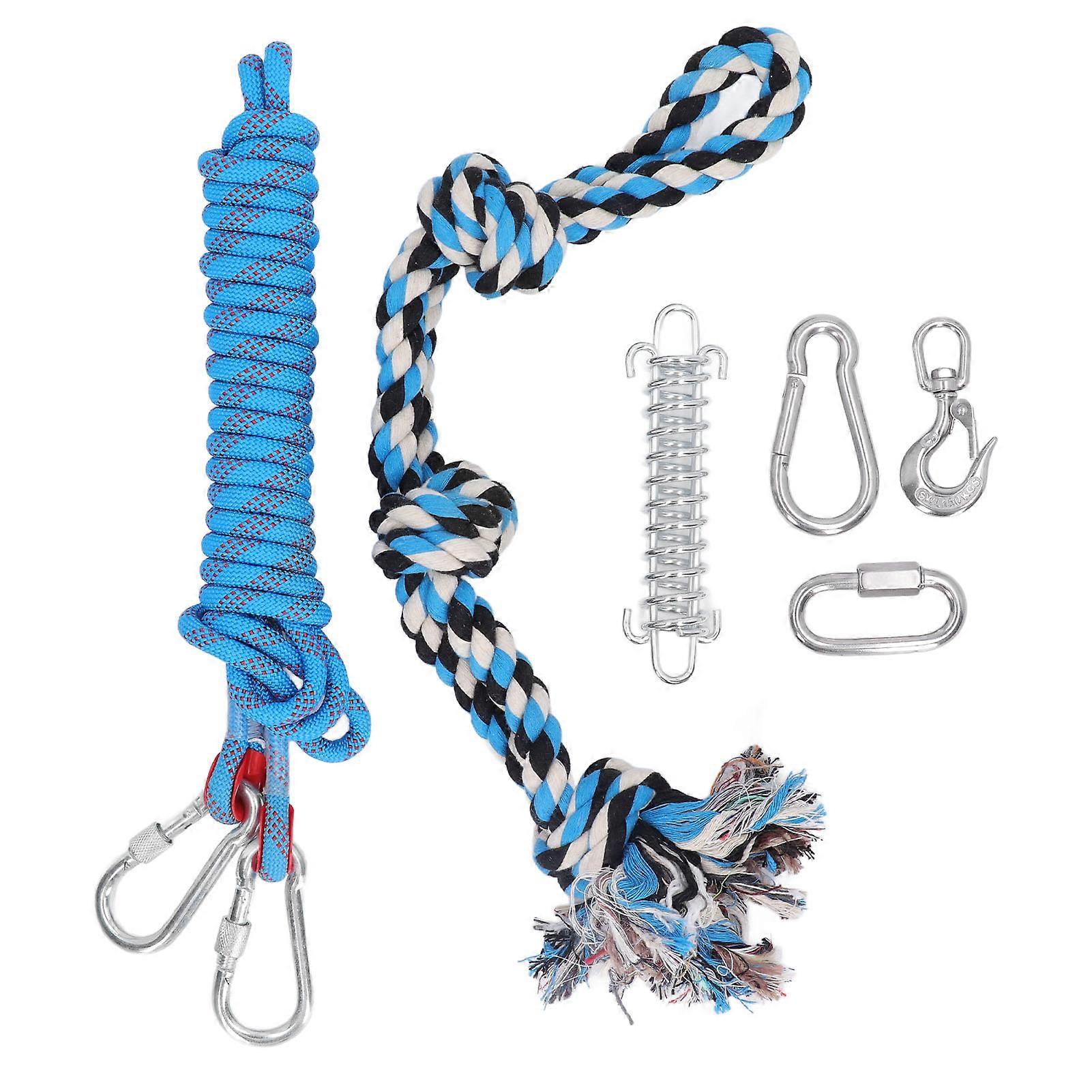 Spring Pole Dog 360 Degree Rotating Muscle Builder Interactive Puppy Tug Rope Toy for Indoor Outdoor