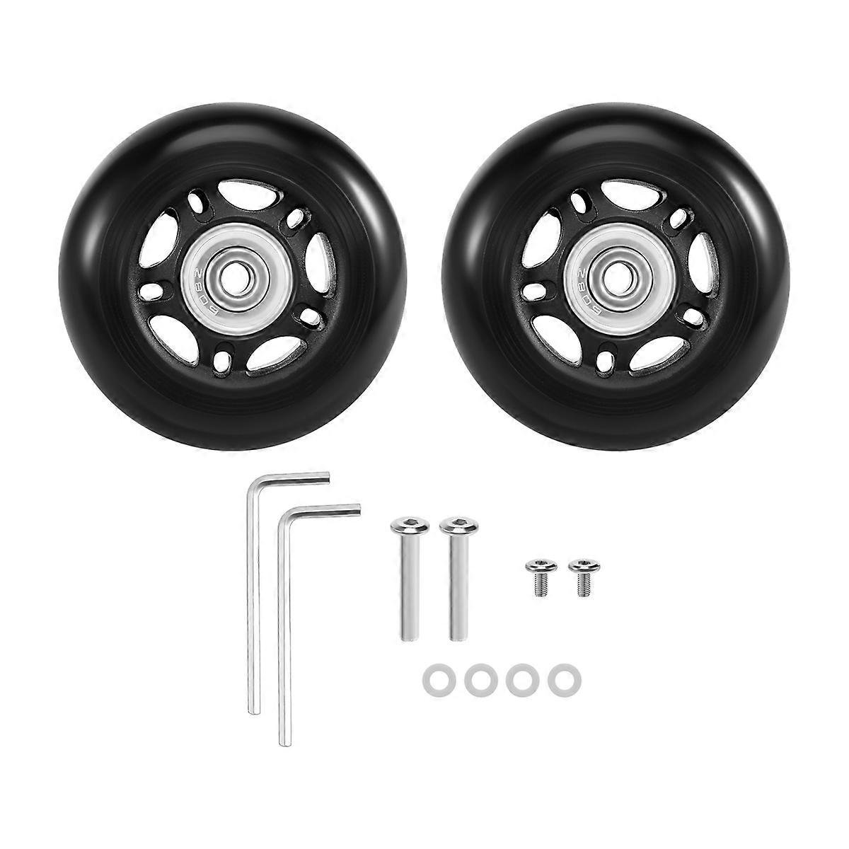 2 Set Luggage Replacement Wheels Axles and Wrench Repair set OD 68mm