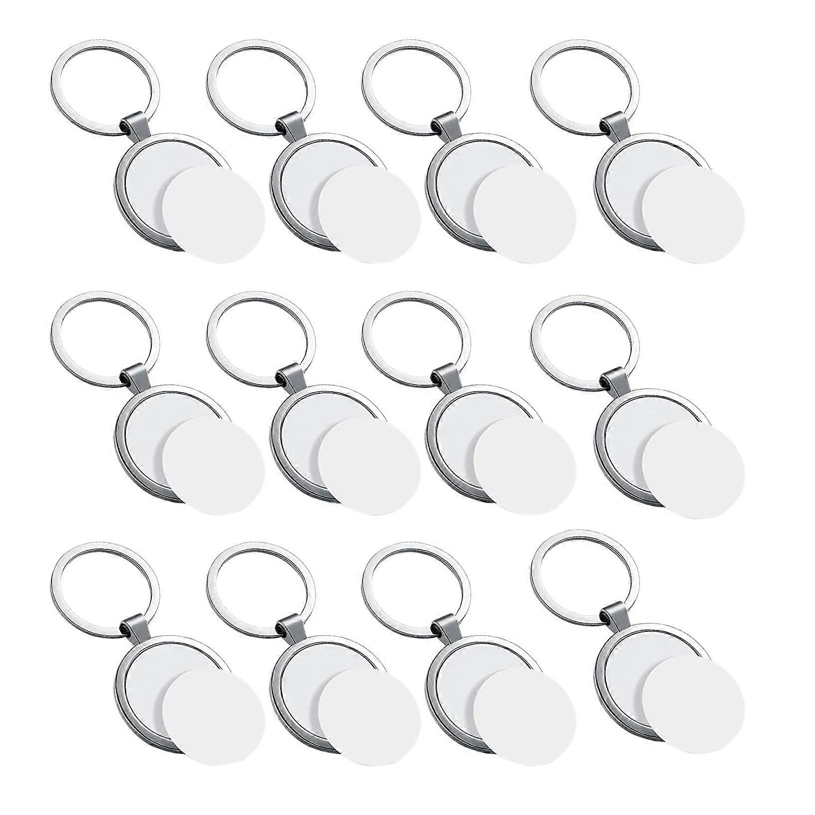 12 Pcs Sublimation Blank Keychain Round Heat Transfer Keychain Metal