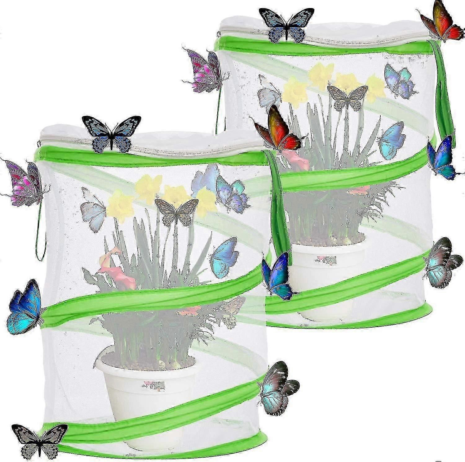 2 Pieces Foldable Insect Butterfly Perch Cage Giant Foldable Caterpillar Perches