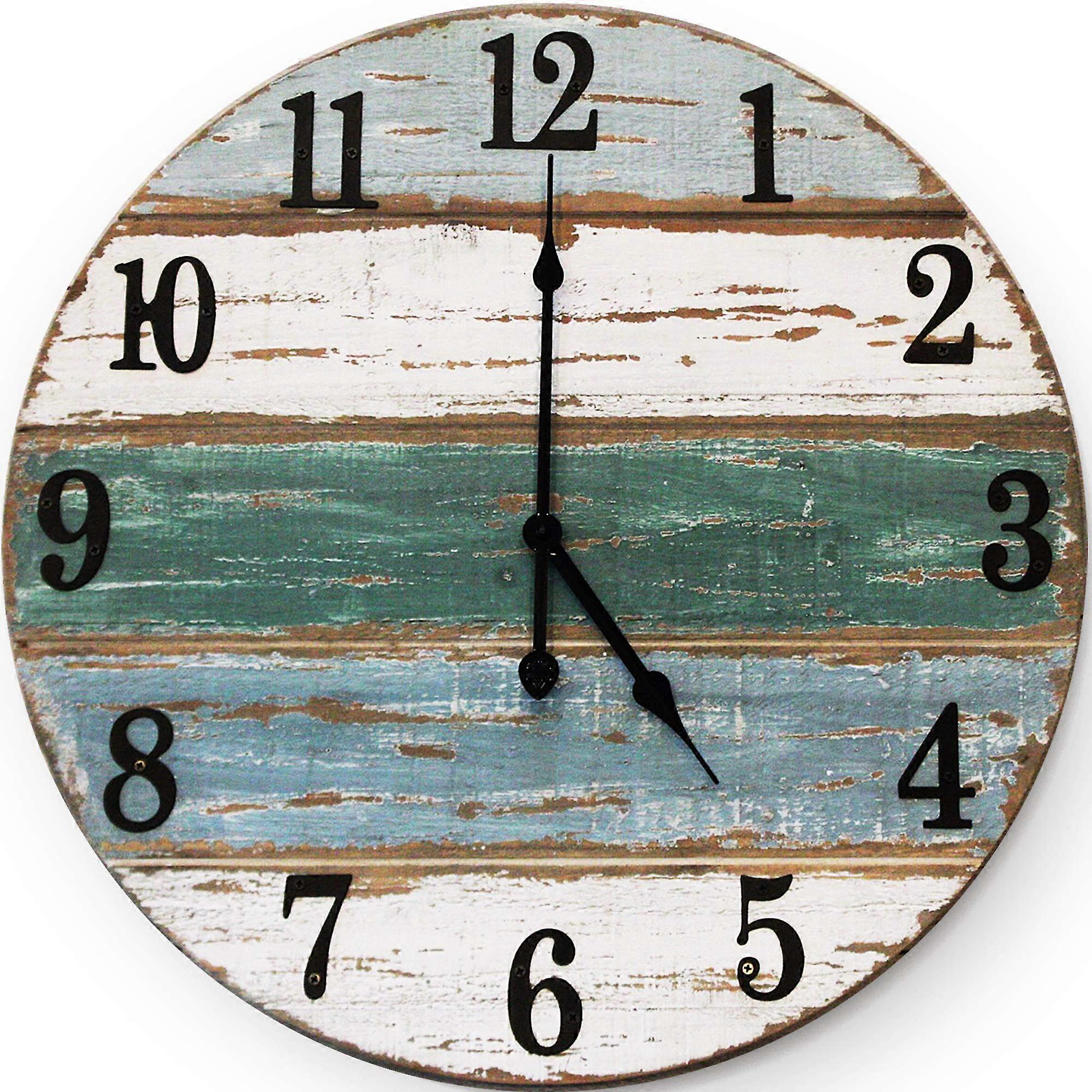 Rustic Real Wood Handmade Farmhouse Wall Clock Easy to Read for Wall 18 Inches