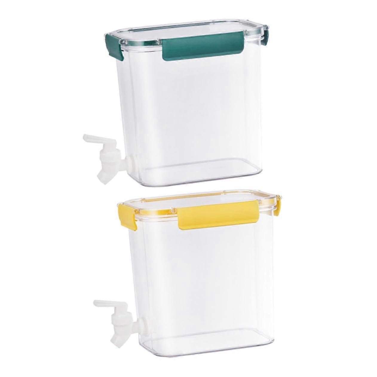 2Pcs Beverage Dispenser with Faucet Multi-Functional Cold Drink Container for Fridge Parties Events Leak-Proof Design 3.5L