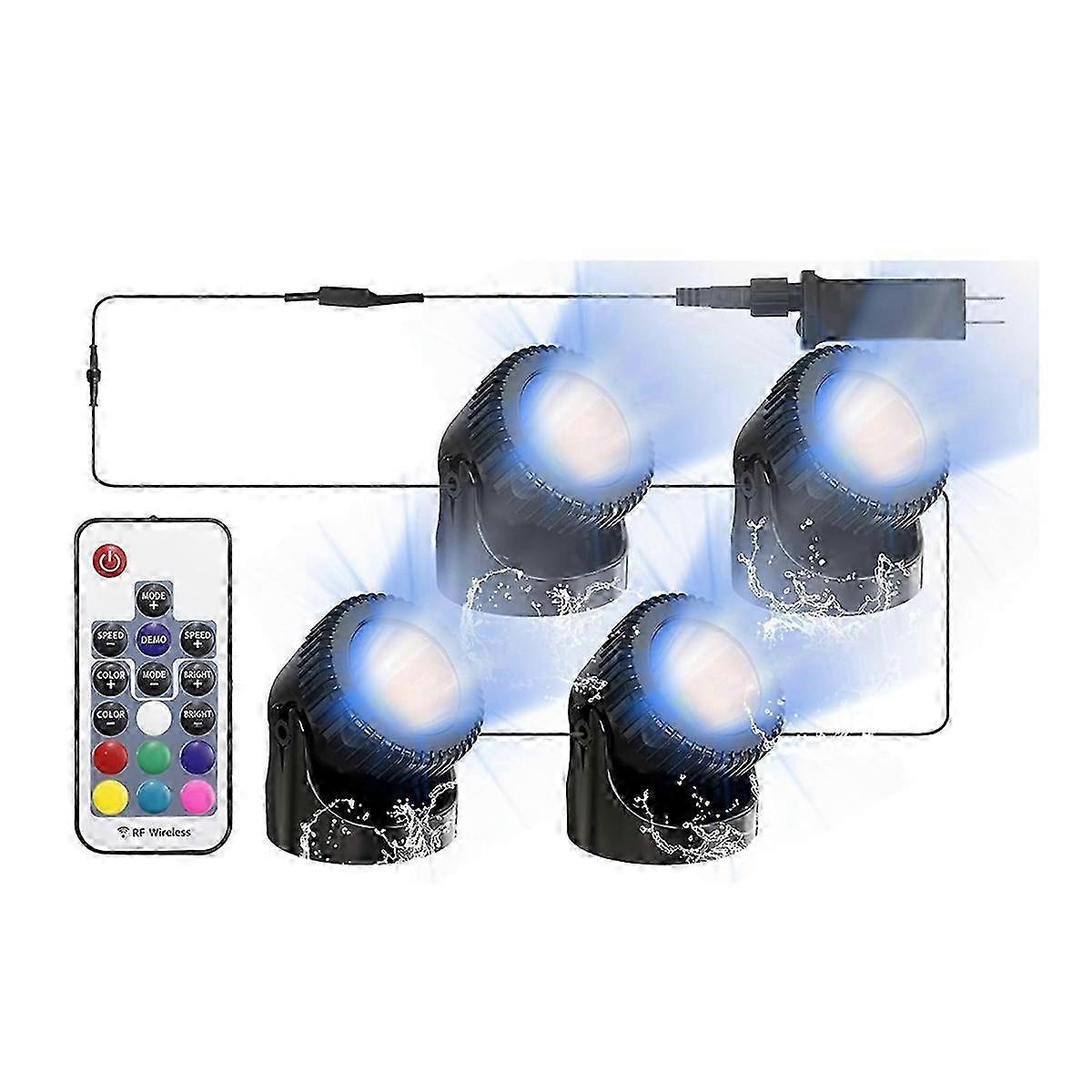 Dimmable Submersible LED Pond Lights with Timer, IP68 Waterproof, Color Options Available