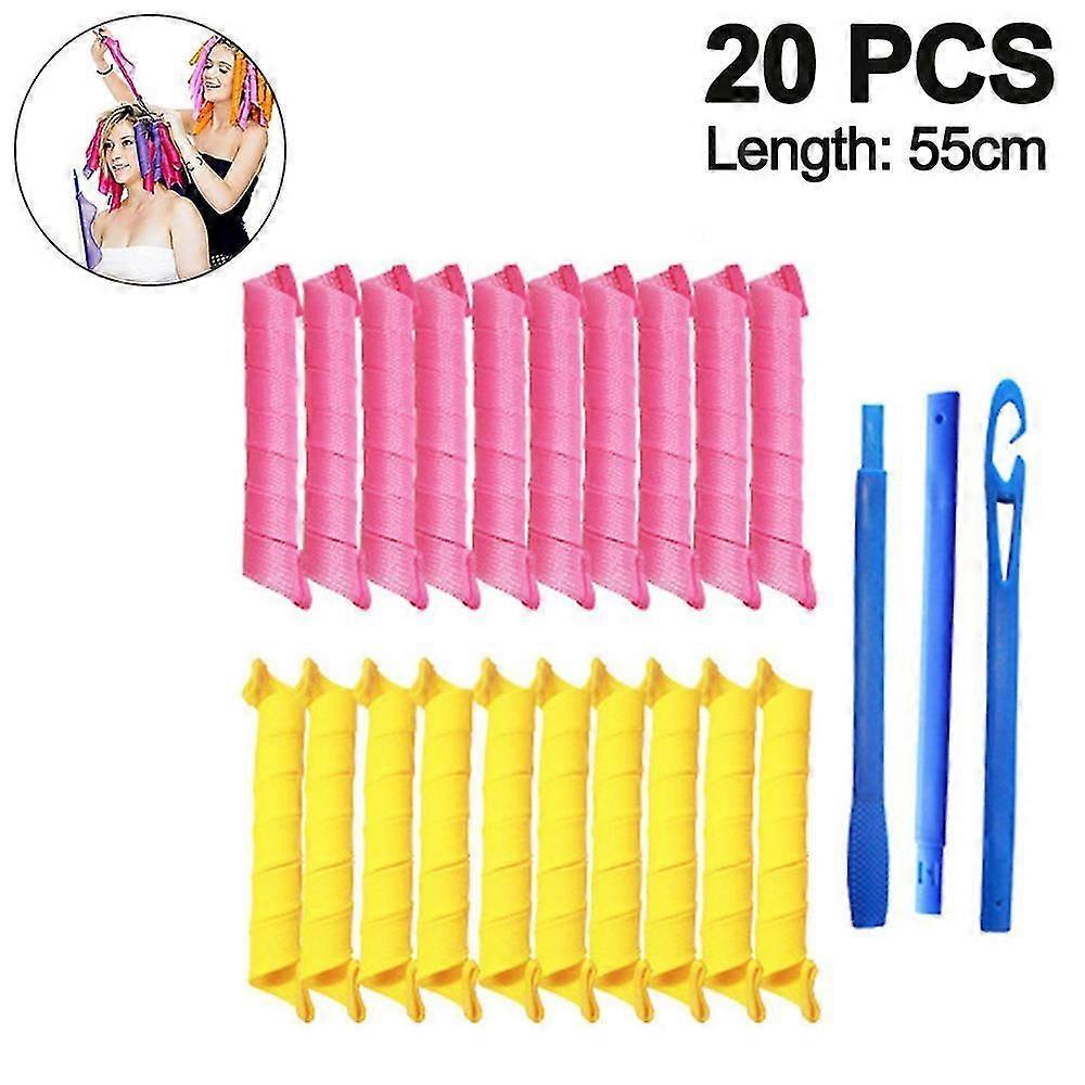 20pcs No Heat Hair Curlers Kit - DIY Magic Curlers for Bouncy Curls, Safe for All Hair Types, Reusable & Comfortable