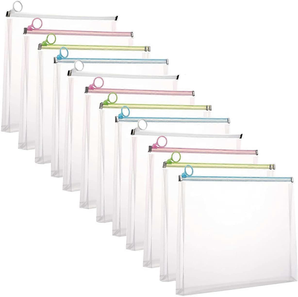 9x12 Clear Zip Plastic Envelopes File Document Paper Holder Pack of 12