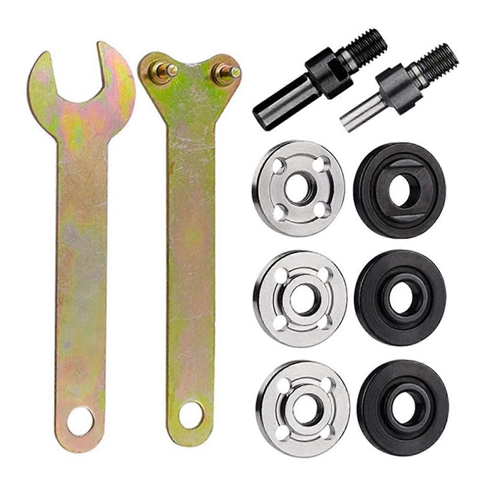 10Pcs Spanner Connecting Rod Drill Polishing Tool Angled Grinder Mandrel Adapter Disc Hand Drill Angled Grinder Accessory