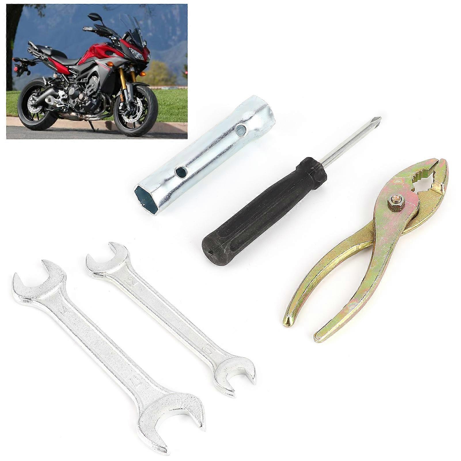 Motorcycle Repair Tool Kit Wrench Screwdriver Pliers Spark Plug Socket Set Universal
