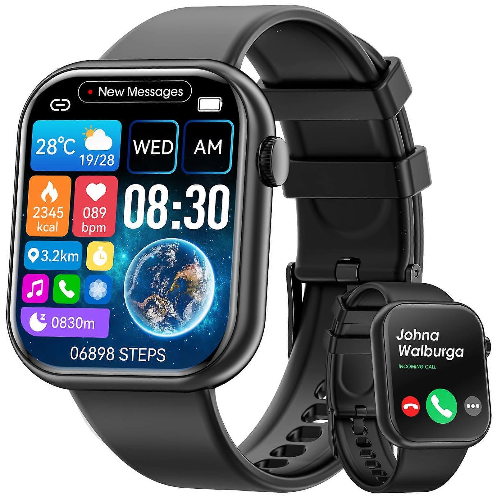 Akıllı İzleme (Cevap/Makine Arama) 1.85 inç Fitness Takipçisi, DIY Kadranlar, Erkekler Kadınlar için Akıllı Saatler