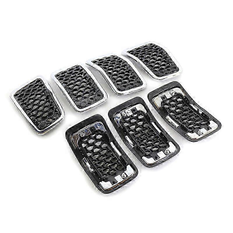 Chrome Ring Black Mesh Front Grille Inserts Cover for  Cherokee 2019-2022