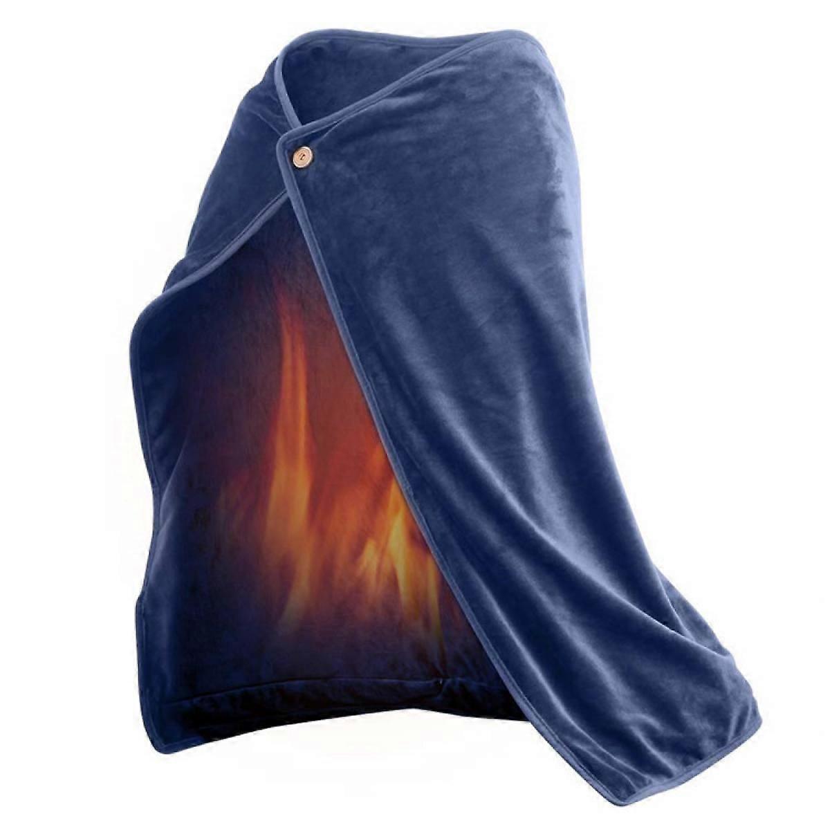 Plush Heated Shawl for Office and Lap | Wearable Heated Poncho for Women with Button Clasps 39"X 28"
