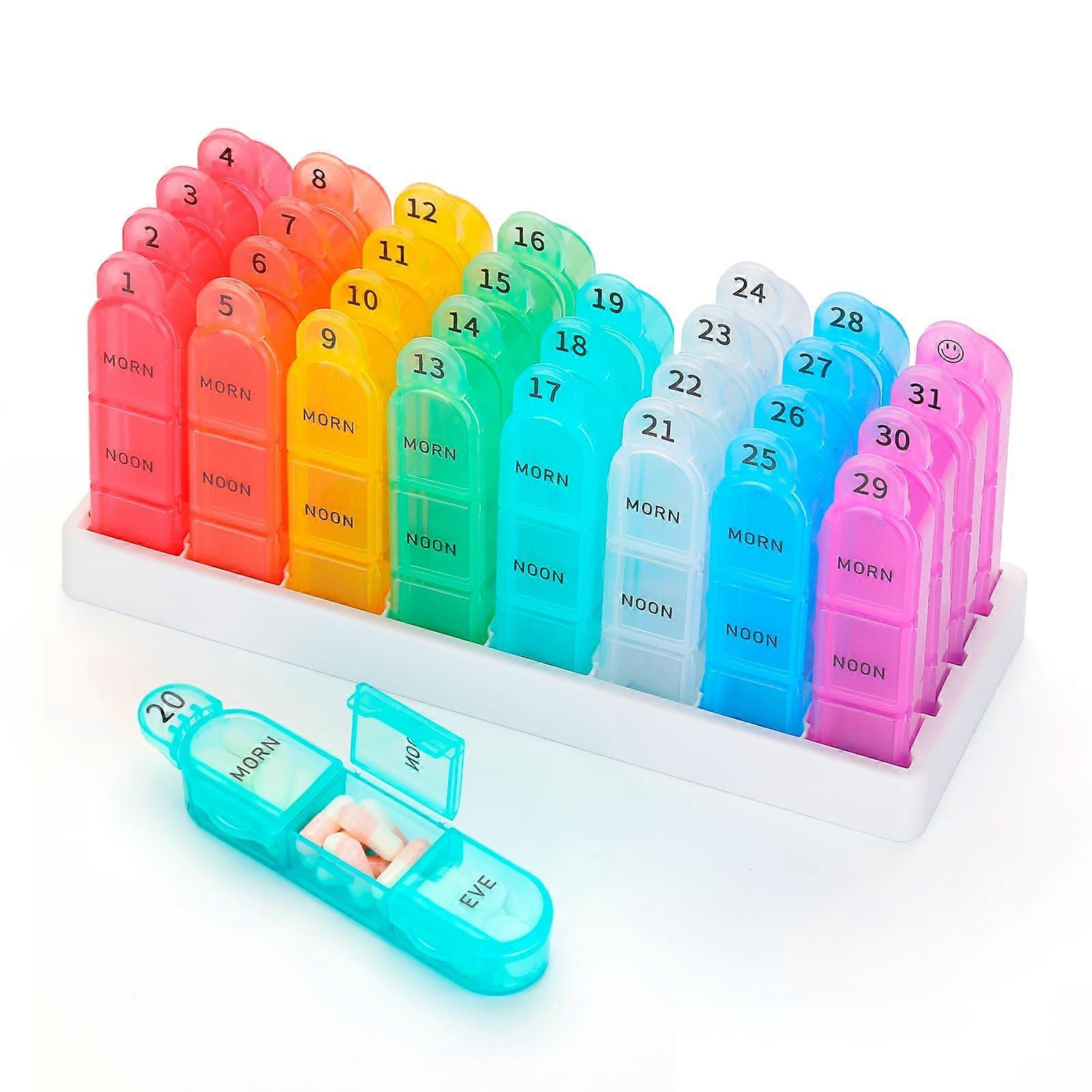 Monthly Pill Organizer, 31 Day Pill Dispenser 3 Times a Day with Small Pill Box, 4 Week Pill Container