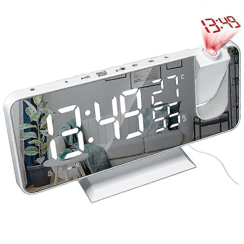 Radio sveglia Digitale Sveglia Specchio Led Display Proiezione Sveglia Con Rilevamento Umidità E Temperatura