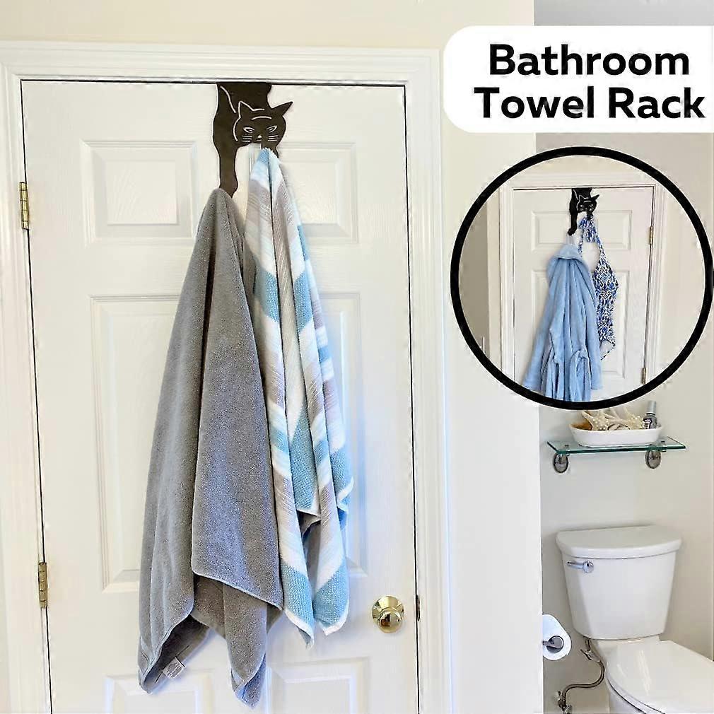 Cat Over The Door Hooks for Hanging-Set of Black-Over The Door