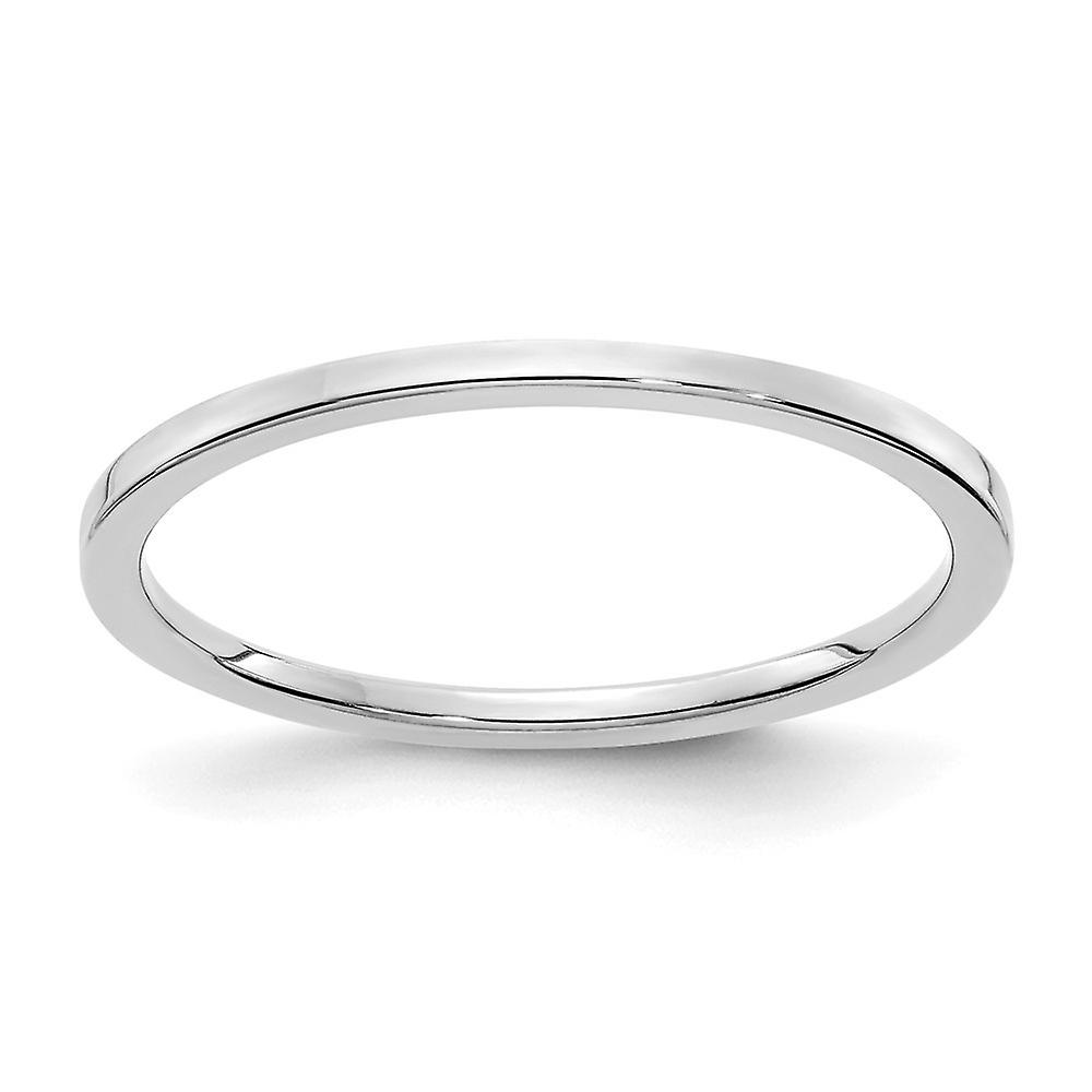 14k Solid White Gold 1.2mm Flat Stackable Band Ring-Stackable-Ring for Women and Men - Ring Size: 4 to 10