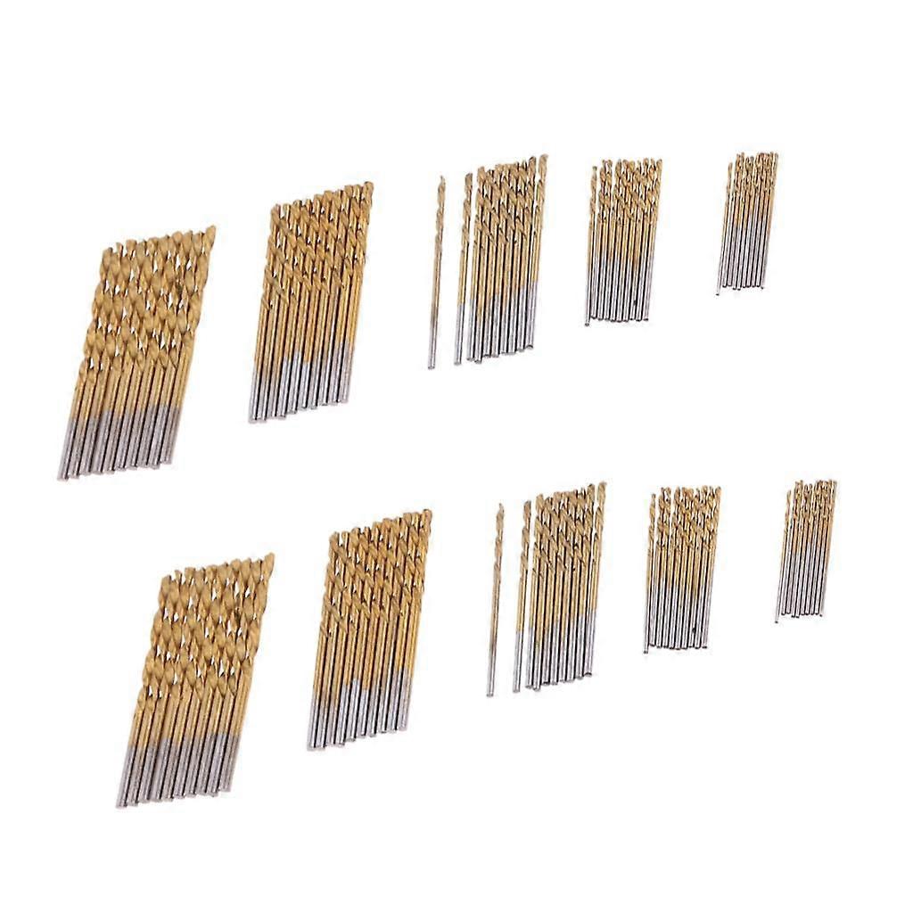 100 Pieces HSS Titanium Drill Bit Set Twist Drill Straight Shank 1.0mm-3.0mm
