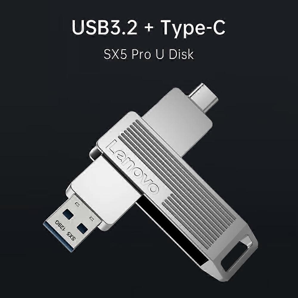 Lenovo SX5 Pro 256GB USB3.2 + Type-C U Disk Flash Driver High-speed Transmission Wide Compatible with PC Computer Vehicle Speaker Mobile Phone Andoird