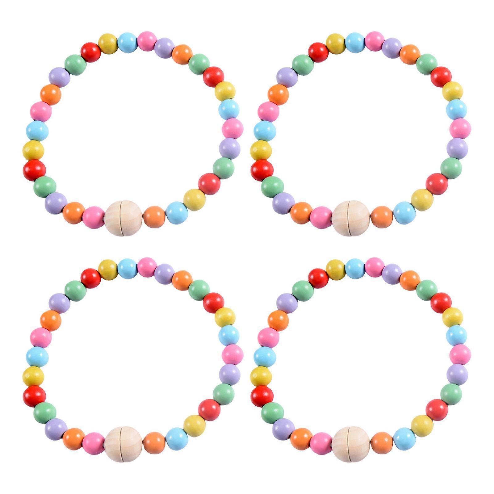4Pcs Rainbow Wood Beaded Curtain Tiebacks Strong Magnets for Home and Office Decors Window Rape Holdbacks Tie Clasps