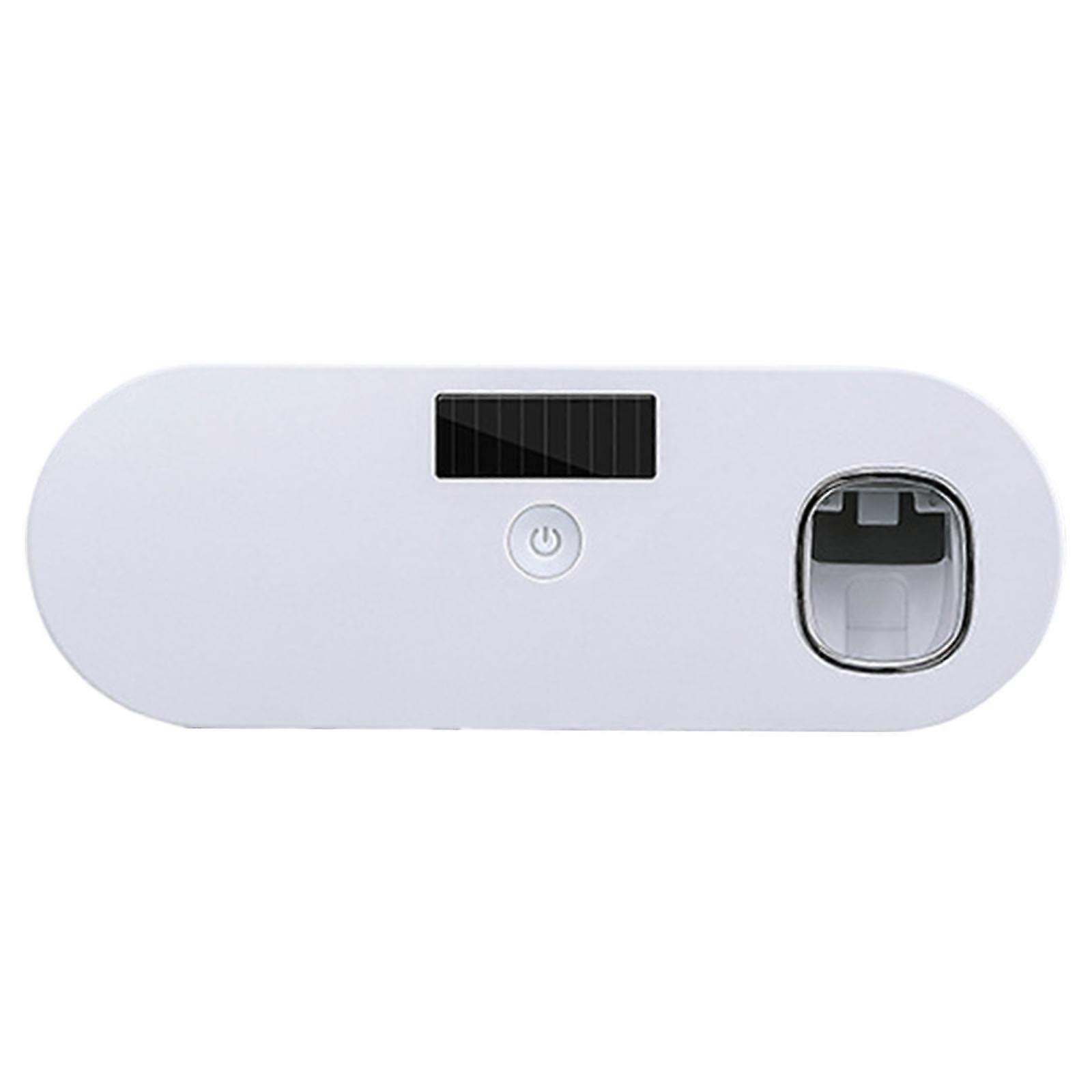 Hygienic Toothbrush Holder Storage Solution with Automatic Toothpaste Distributor Easy Installation, Chargeable Unit White