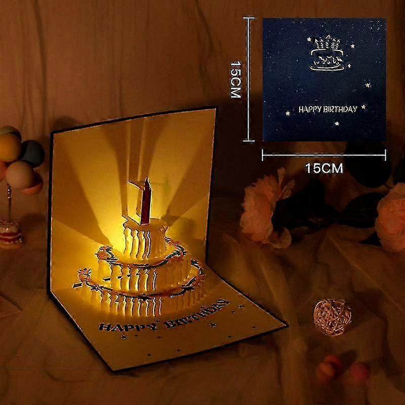 Musical and Illuminated Birthday Card, 3D Pop-up Design with Accompanying Envelope for Your Celebrations