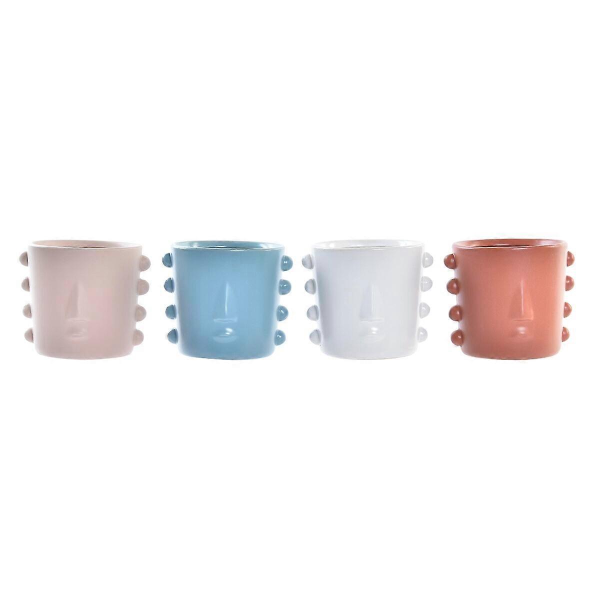Planter DKD Home Decor Face Stoneware (15 x 13 x 12,5 cm) (4 Units)