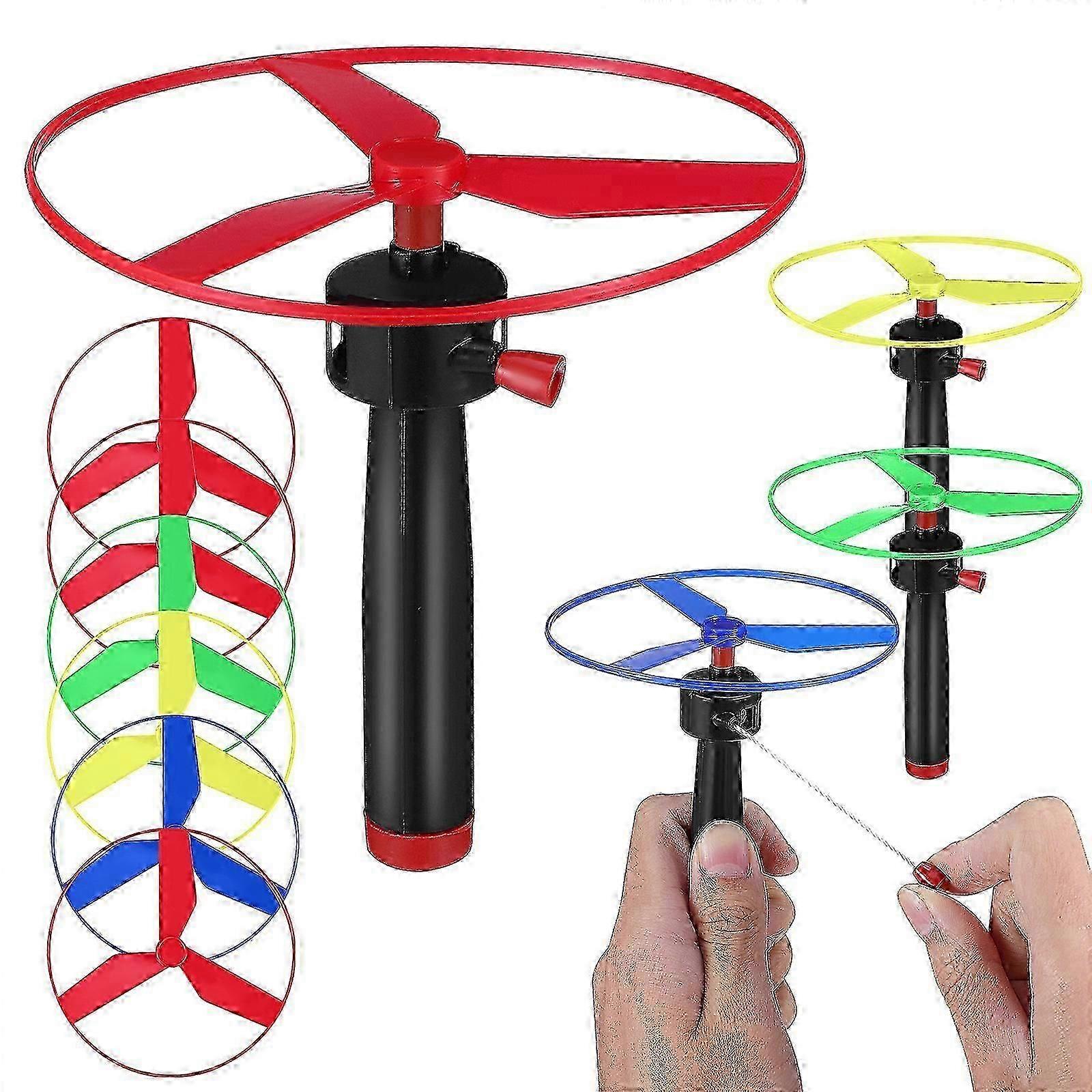 1 Set Propeller Toy Pull String Flying Toys Flying Saucers Toy Outdoor Toys Interactive Training Toy