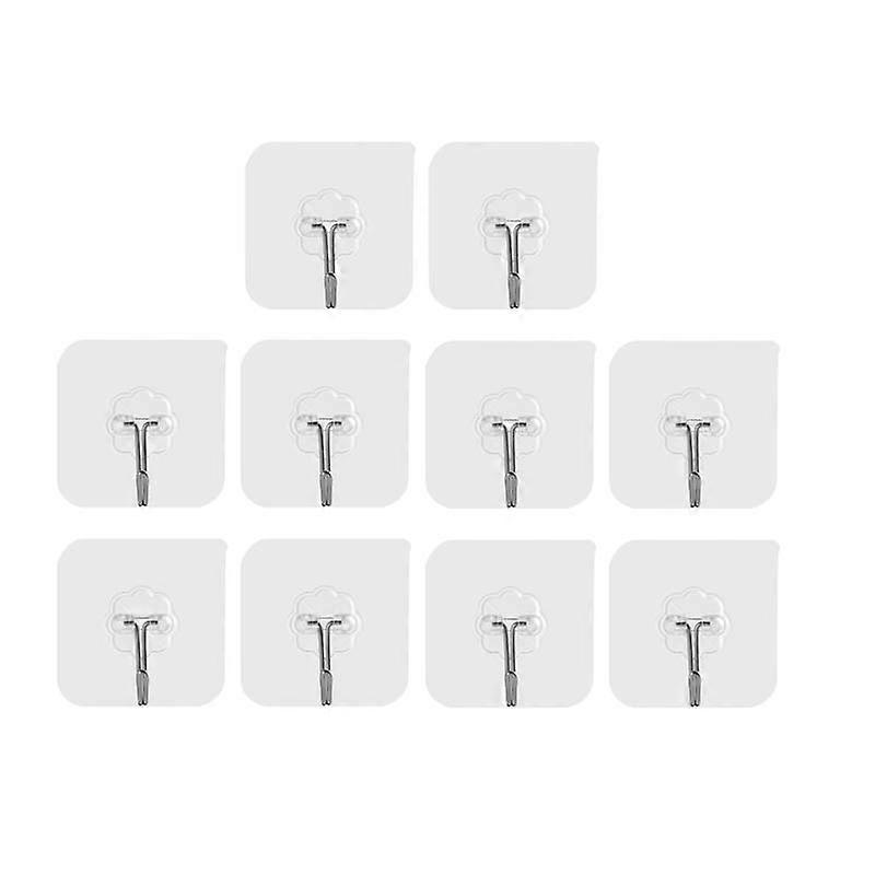 10pcs Transparent Suction Cup Hooks for Kitchen & Bathroom