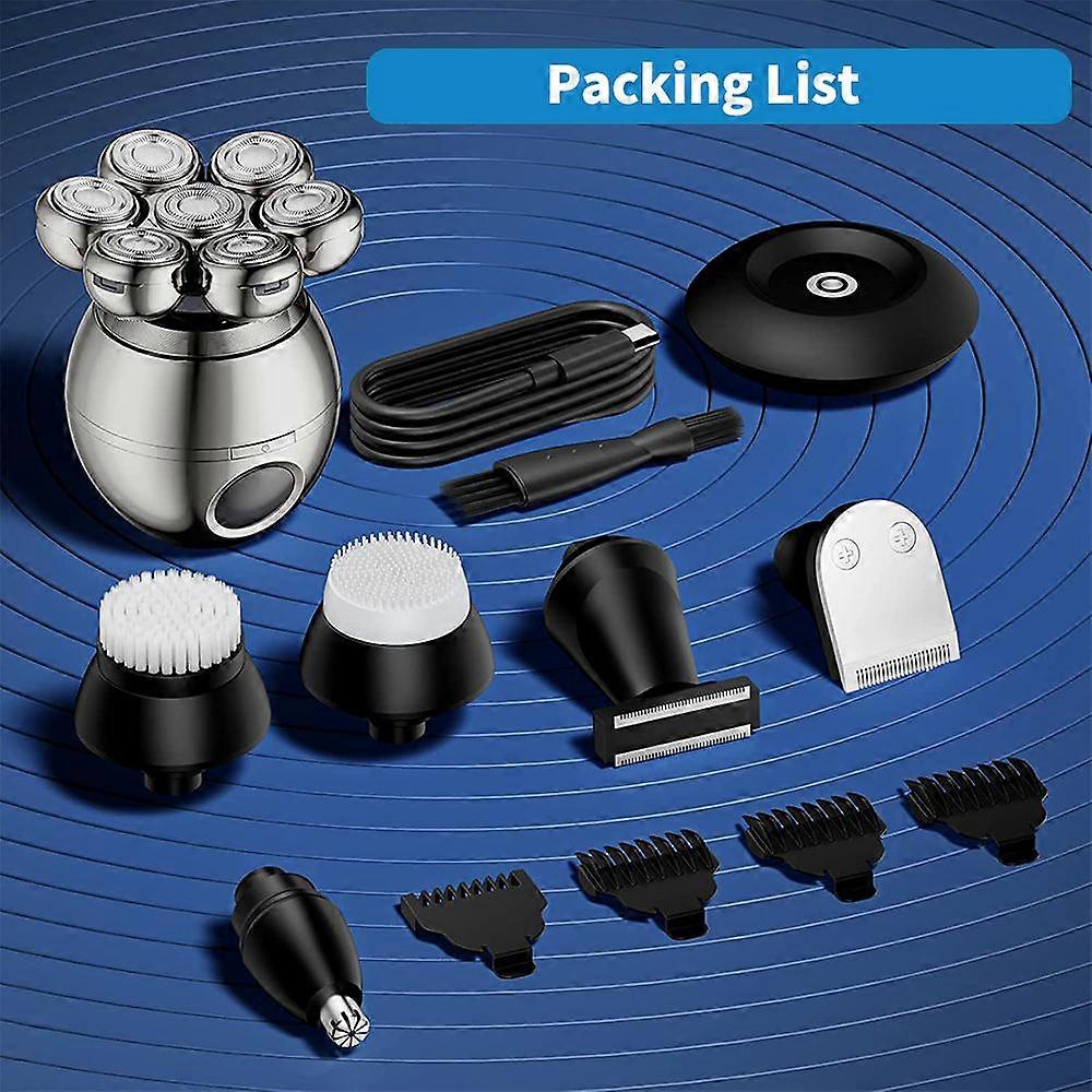 5-in-1 Electric Head Shaver for Bald Men Rotary Design Head Shavers Electric Men's Grooming Kit with Rotary Blades, Clippers, Nose Trimmer Cordless