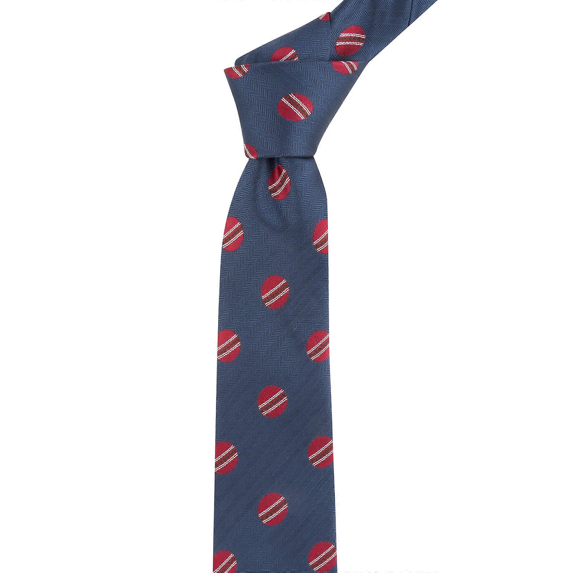 Navy Blue Cricket Ball Herringbone Tie