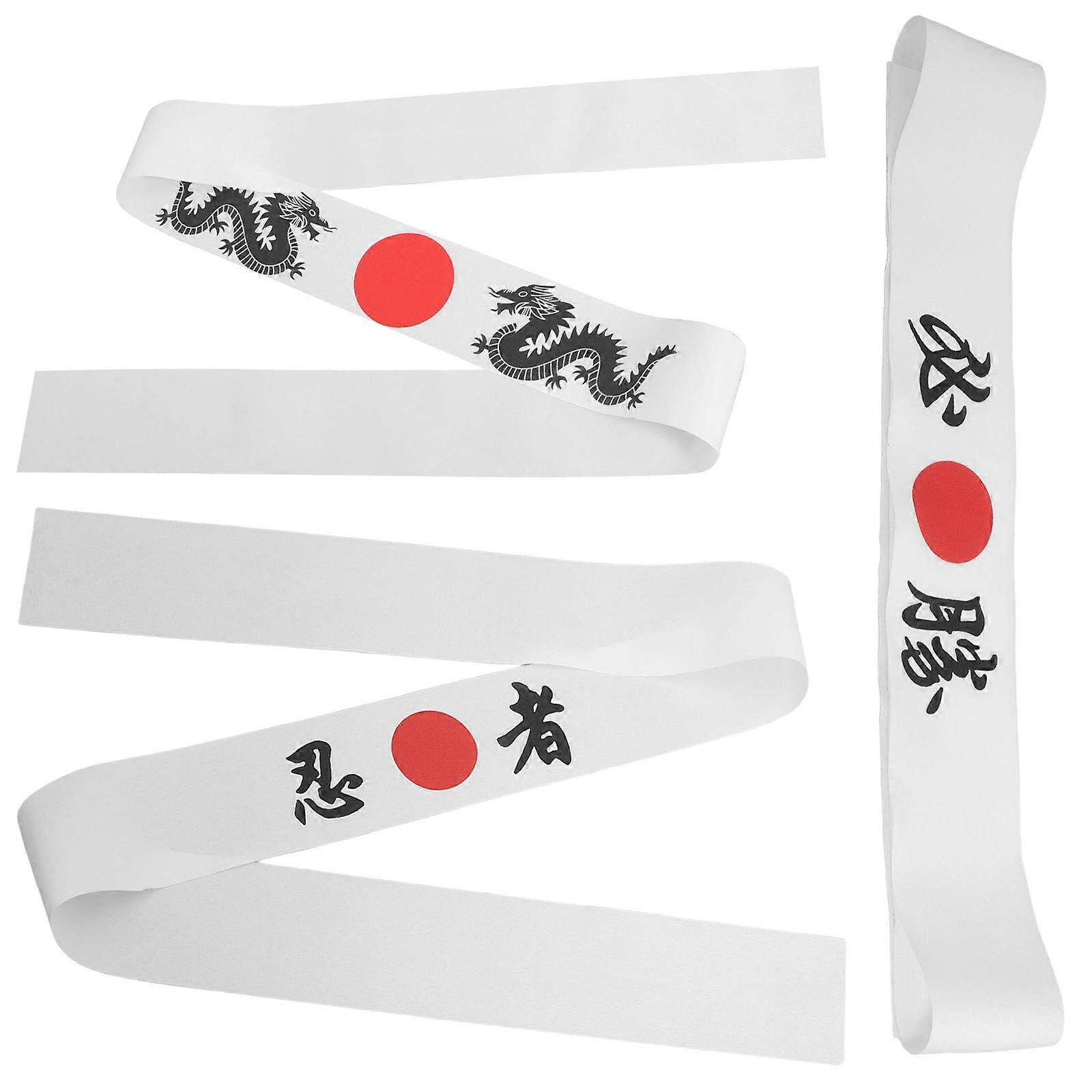 Samurai Headband Karate Headbands Sports Use Hair Retention Polyester Wide Design Party Cosplay 3Pcs
