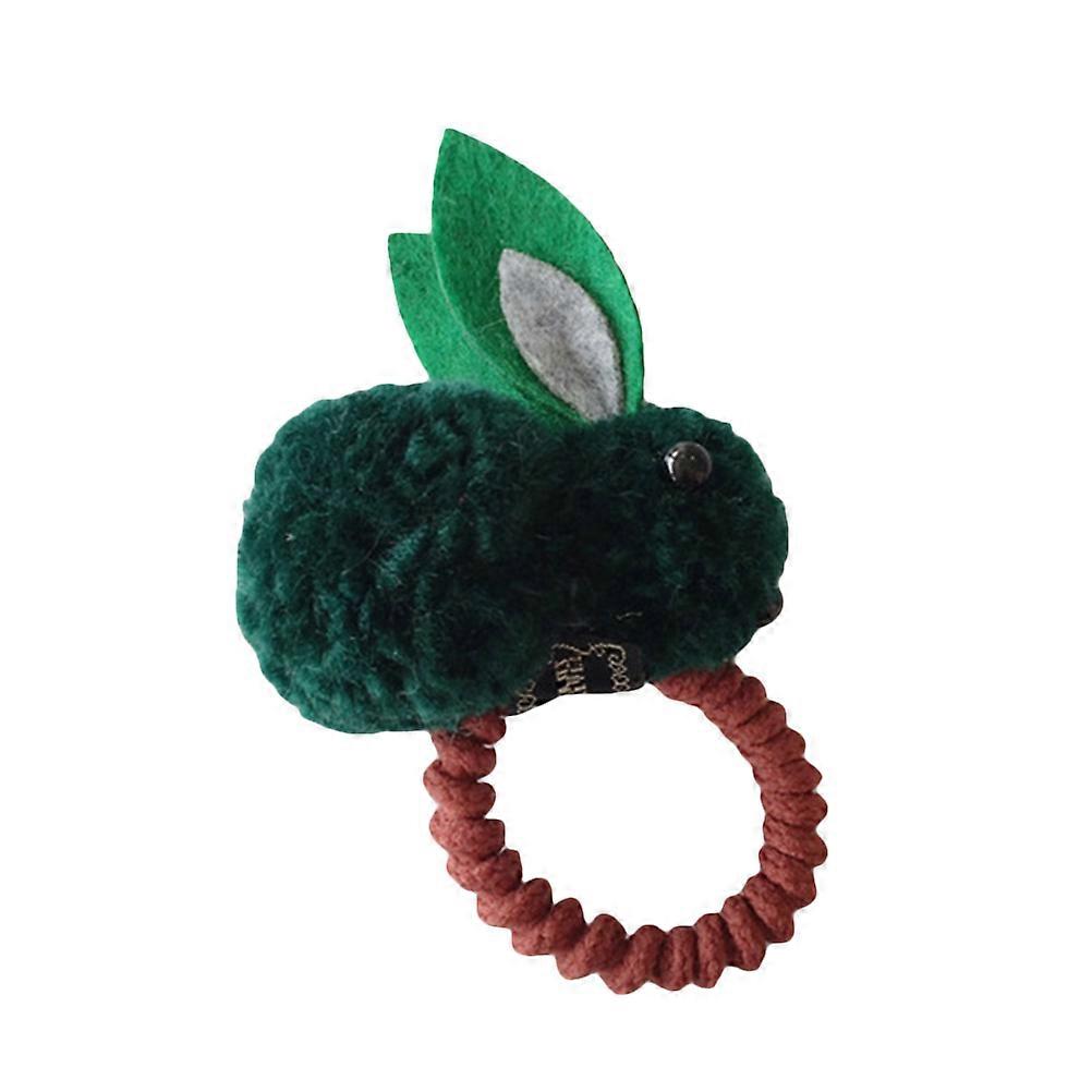 Ponytail Cuff Rabbit Stretch Hair Ties Elastic Hair Ring For Kids And Baby Girls Green Round Shape 1Pack