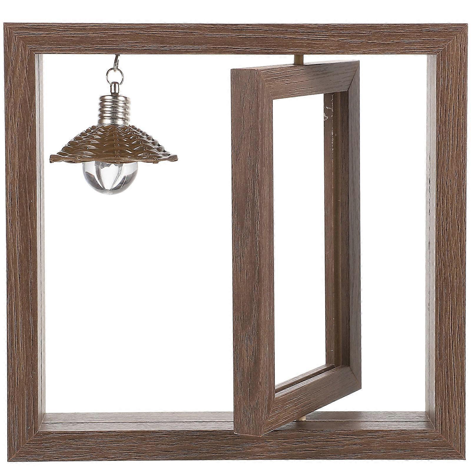 Rotating Photo Frame Double-sided Display Home Decoration Coffee Color 22.5x21.5cm 1Set