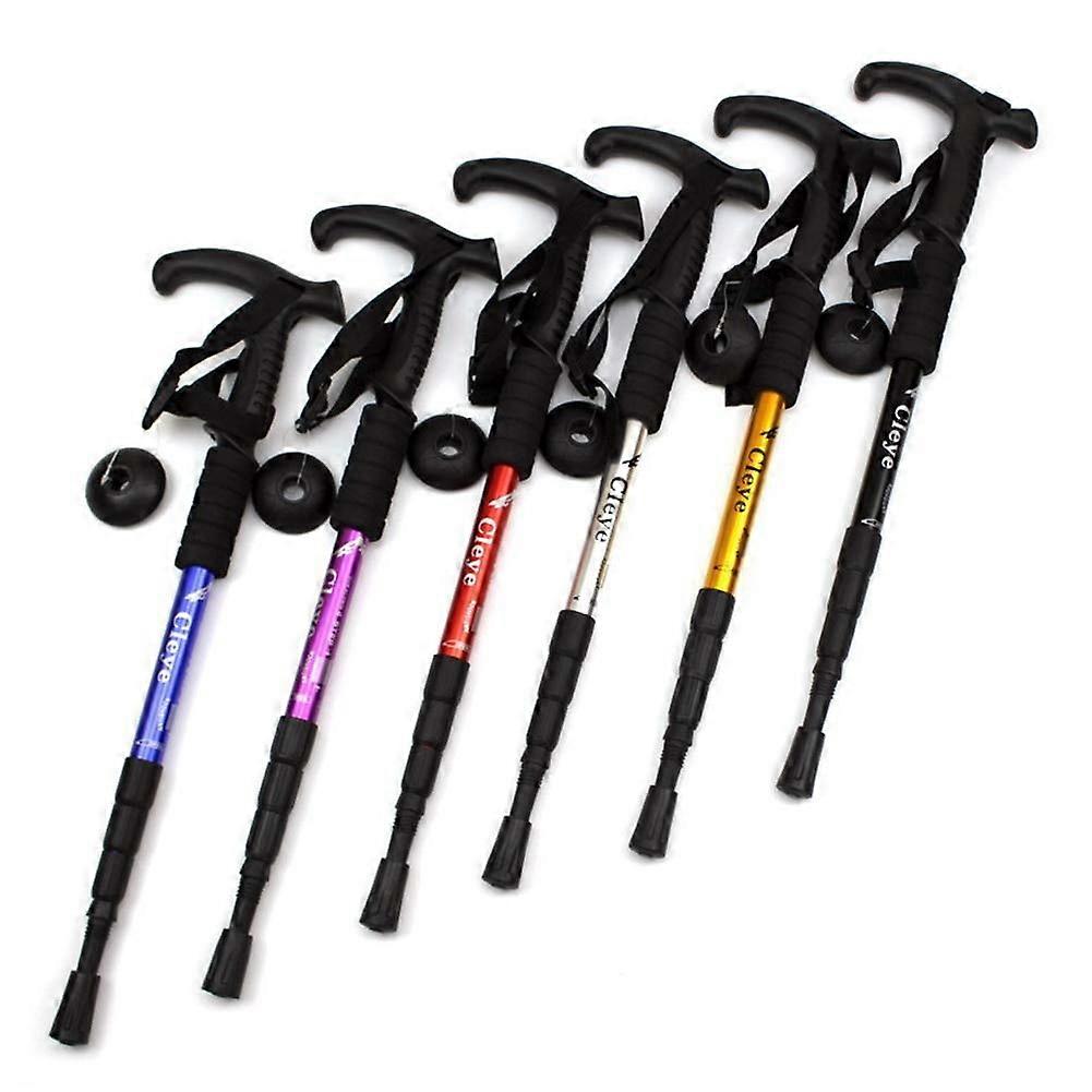Aluminium Walking Poles 50-110 cm Adjustable Foldable Trekking Hiking Sticks in Purple for Outdoor Adventures