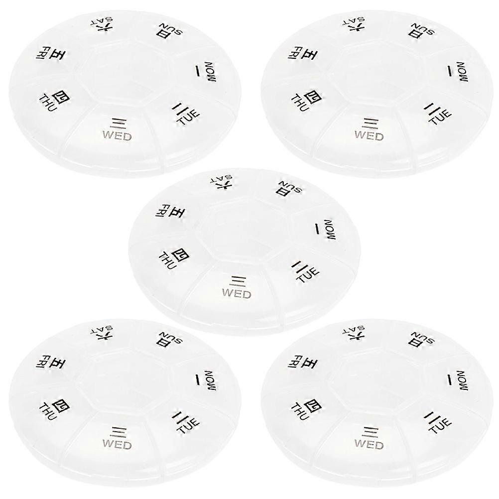 Weekly Pill Boxes 5Pcs Transparent Plastic Pill Organizer for Travel and Daily Use with 7 Compartments