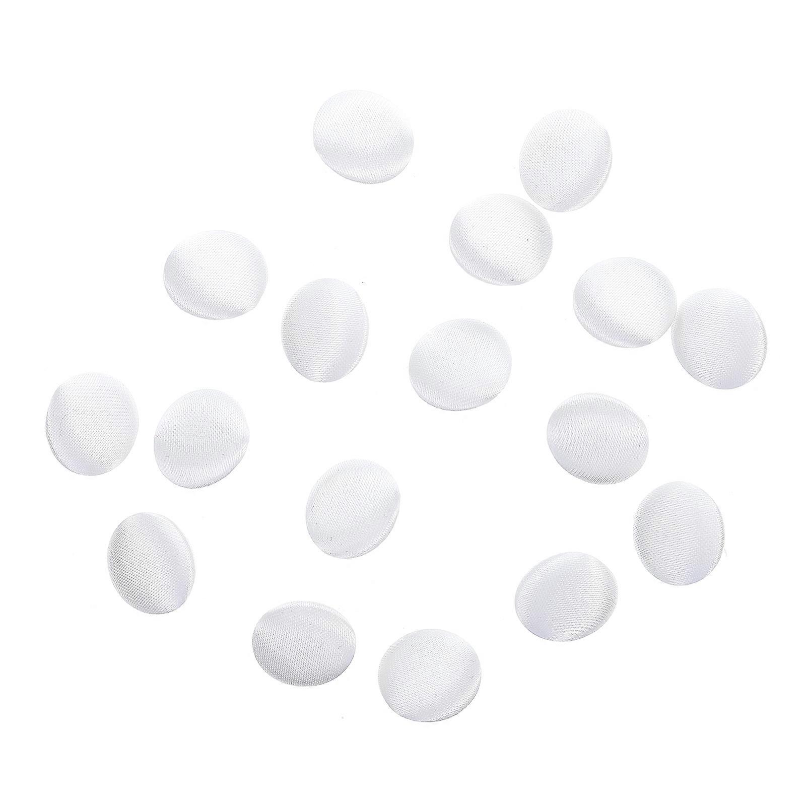 15pcs White Covered Buttons with Loop Backing for Suits, Gowns, Shirts, DIY Sewing, Bridal Blouses, and Craft Projects