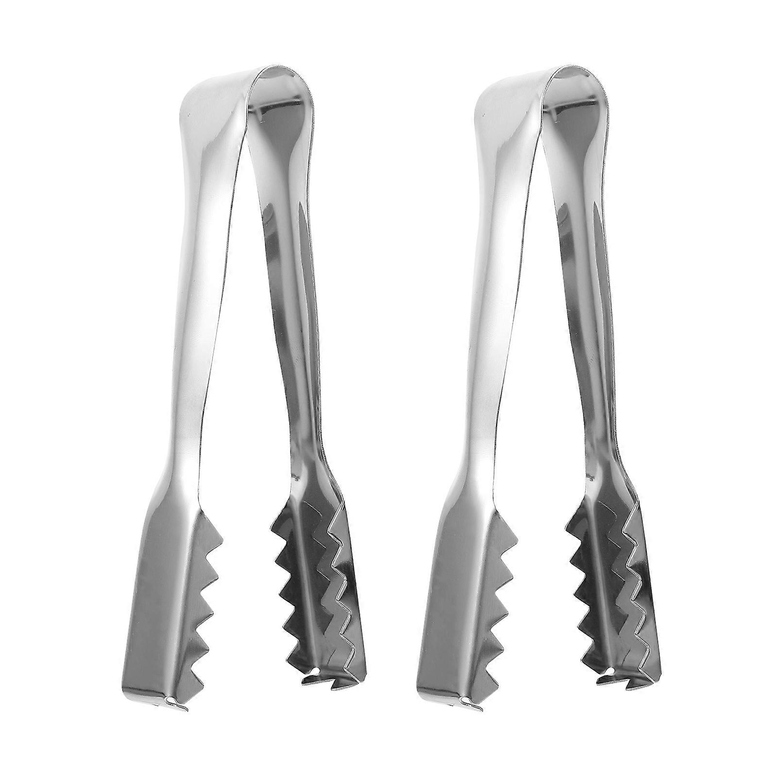 Buffet Serving Tongs Silver Portable Non-Rusting For Home Use 2Pcs