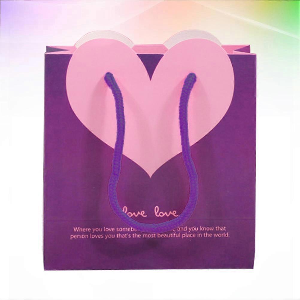 Durable Storage Paper present Bags Heart Shaped Purple Color Suitable For Birthday Parties And 22x17x10cm 1Pack