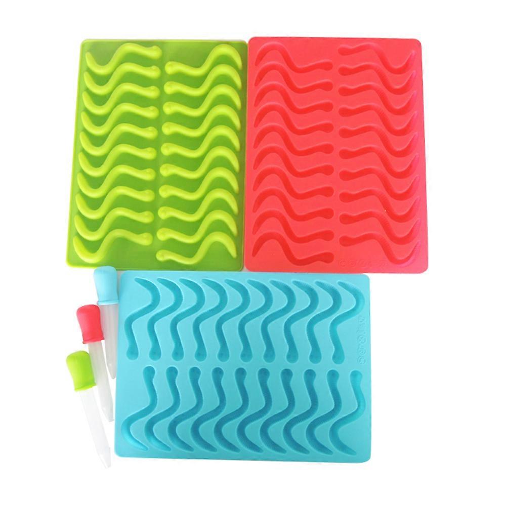 Baking Mold Worm Shape For Jelly Users Green 24.5 x 18 x 0.8 Cm Tasteless 1Pack