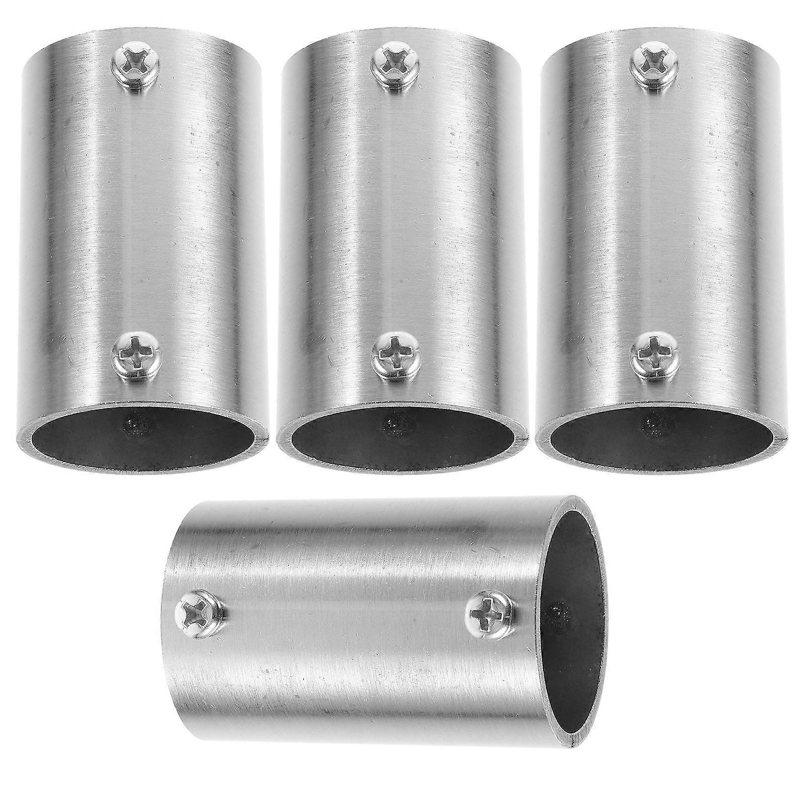 Steel Pipe Fittings Straight Pipe Fitting Connector For Diy Projects Silver 6.00X4.00X3.80CM Piping Connection 4Pcs