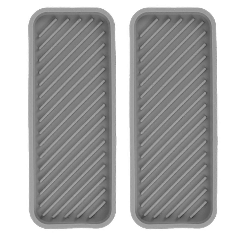 Silicone Bathroom Tray Organizer 2pcs Water Resistant Storage for Toiletries Makeup Perfume Easy Maintenance Deep Grey Rv Camping Accessory
